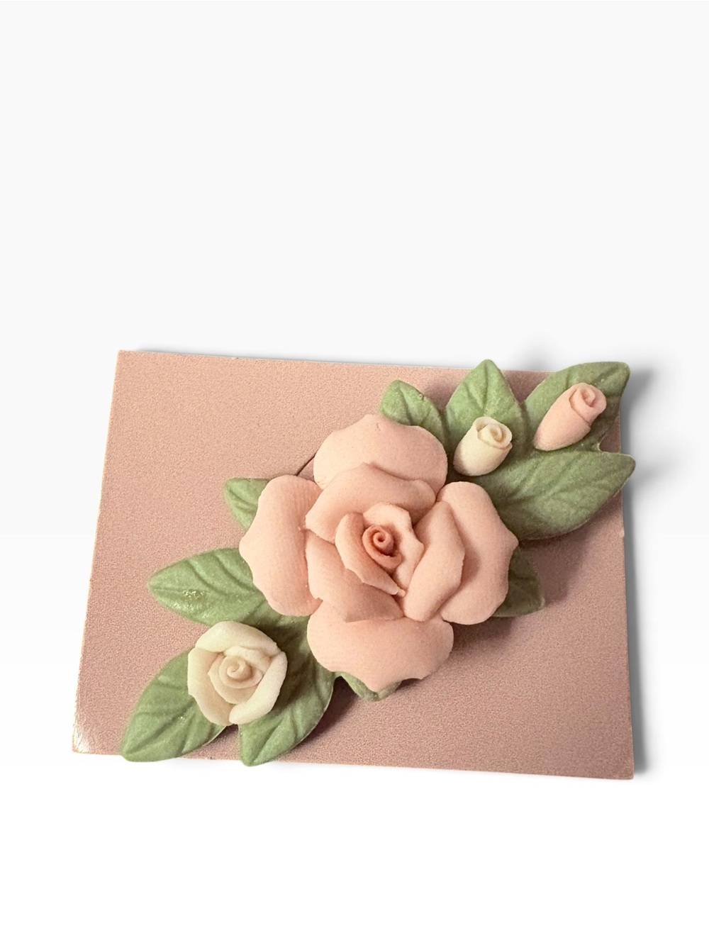 Vintage 1987 Avon Porcelain Petals Pink Rose Brooch